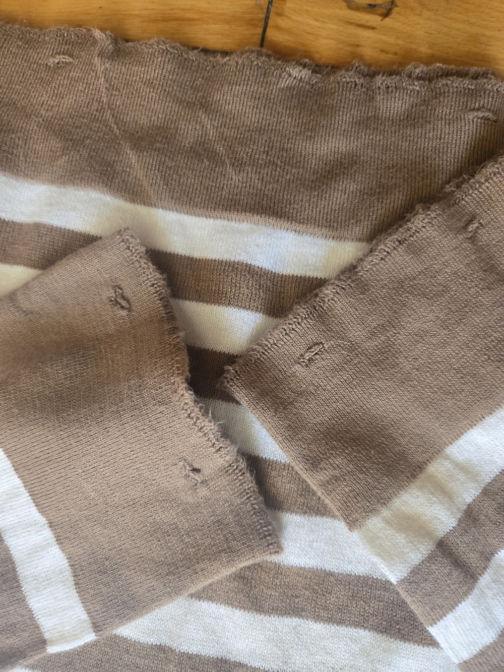 Kotn Striped Crewneck Sweater in Beige and Cream - Picture 7 of 9